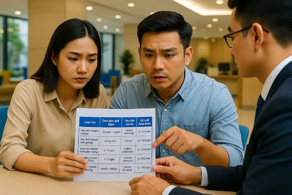 Bảng so sánh vay tiền nhanh  Bảng so sánh vay tiền nhanh